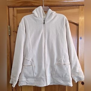 Cabelas Fleece Sweatshirt Hoodie Full Zip Jacket Off White Women's XL NWT $80